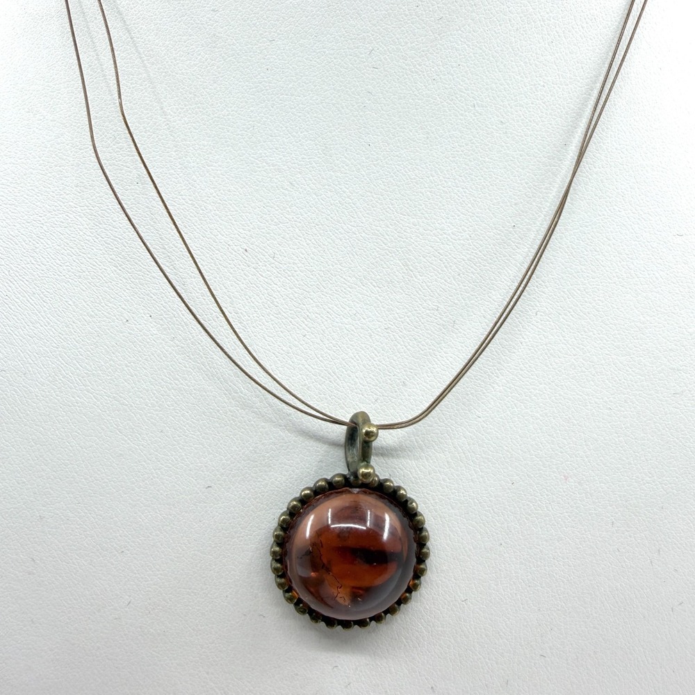 Y2K Boho Amber Bezel Statement Necklace - Minimalist Festival Layering Gift